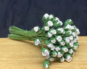 3 mm.50pcs. Miniature Mulberry Paper Rose Bud,Miniature Paper Flower,Mini Rose Flower,Dollhouse Paper Flower,Mini Rose,Mulberry Paper Flower