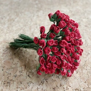 Mini rosa di carta di gelso da 4 mm, fiore di carta in miniatura, mini rosa, fiore di carta per casa delle bambole, rosa in miniatura, rosa per casa delle bambole, carta di gelso, fai da te