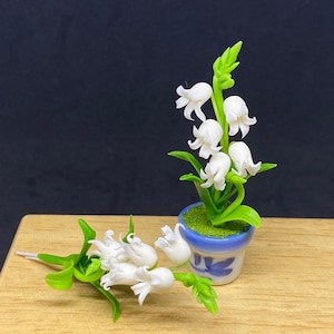 Miniatuurbloem, miniatuur DIY-bloem, poppenhuisbloem, miniatuurtuin, poppenhuisbloem klei, bloem, lelietje-van-dalen