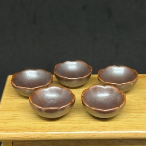5 Miniature Bowl,Mini Ceramic  Bowl,Miniature food Bowl,Miniature Plate, Dollhouse Bowl,Dollhouse Accessories,Dollhouse Plate
