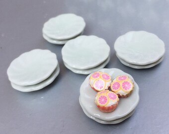 5 pcs.Miniature Plate,Ceramic Plate,Miniature food Plate,Dollhouse Plate,Small Plate,Dollhouse tray,Miniature tray,DIY,Dollhouse Accessories