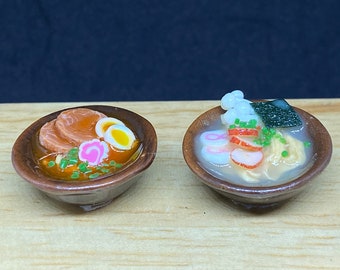 2 uds. Juegos de fideos japoneses en miniatura, comida japonesa en miniatura, fideos en miniatura, sopa caliente en miniatura, juego de comida japonesa en miniatura