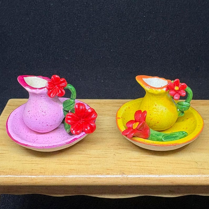 Pattern For Miniature Pitcher Miniature Pitcher and Bowl,miniature Empty Pitchers and Bowl,dollhouse ...