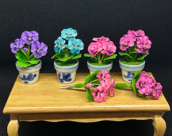Miniature Flower,Miniature DIY Flower,Dollhouse Flower,Pansy,Dollhouse Flower Clay,Flower,Mini Flower,Dollhouse