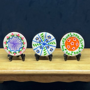 3 pcs.set Miniature Plate,Miniature Clay Plate,Miniature Kitchenware Set,Dollhouse plate