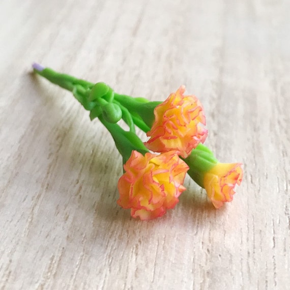 Yellow// Orange Daffodils 2 : DOLLHOUSE Miniatures 1:12 Miniature Loose Stems
