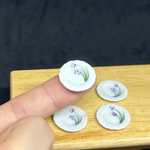5Miniatue plate,mini ceramic plate,miniature food plate,cake plate,small plate,dollhouse plate,dollhouse miniature plate,miniature