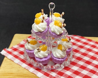 7 pcs Miniature Cookie Cup Cakes, Miniature Cookie, Miniature Sweets, Miniature Bakery, Dollhouse Cupcakes, Miniature Cupcakes