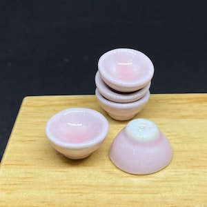 5 Miniature Bowl,Mini Ceramic  Bowl,Miniature food Bowl,Miniature Plate, Dollhouse Bowl,Dollhouse Accessories,Dollhouse Plate