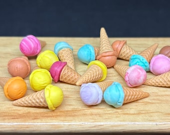 5 or 10 pcs.Miniature Ice Cream, Miniature Soft Ice Cream, Miniature Vanilla Ice Cream,Miniature Green Tea Ice cream