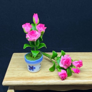 Miniature Flower,Miniature Pink Rose,Dollhouse Flower,Miniature Rose,Dollhouse Pink Rose,Flower Bouquet,Miniature rose bouquet(Code:CFROSE)