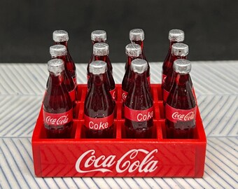 ミニチュア コカ コーラ 12本 トレイ付き、ミニチュア コーク、人形と