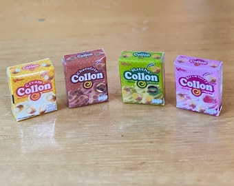 4 Miniature Cookie Box,Miniature Paper Box,Miniature Box,Miniature Package,Dollhouse Cookie,Dollhouse Box,Miniature Sweet,Miniature Cookie