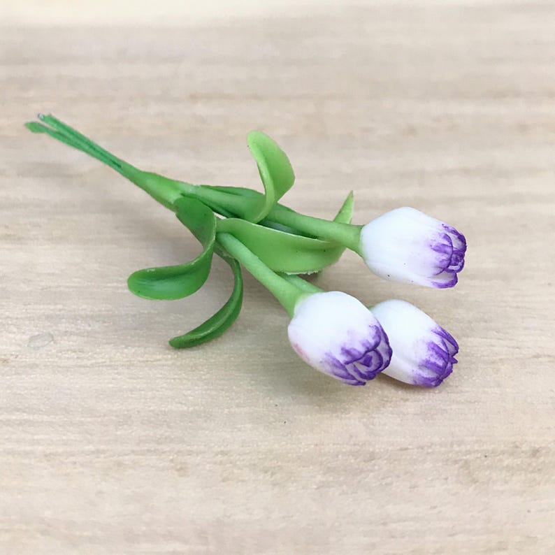 Miniature Flower,Miniature Flower Pot,Miniature Purple Tulip,Dollhouse Flower,Miniature Garden,Dollhouse Tulip,Tulip Flower,Clay,DIY