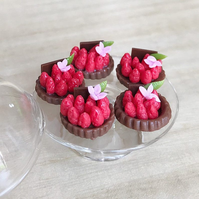 Miniature Chocolate Strawberry Cake,Miniature Sweet,Dollhouse cakes,Miniature bakery,Miniature Cakes,Dollhouse Bakery,Fruit Cakes image 1