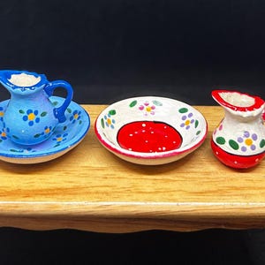 Miniature Pitcher and Bowl,Miniature Empty Pitchers and bowl,Dollhouse Pitcher,Miniature Water Pitcher,Miniature Bowl,Pitchers