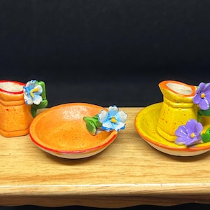 Miniature Pitcher and Bowl,Miniature Empty Pitchers and bowl,Dollhouse Pitcher,Miniature Water Pitcher,Miniature Bowl,Pitchers