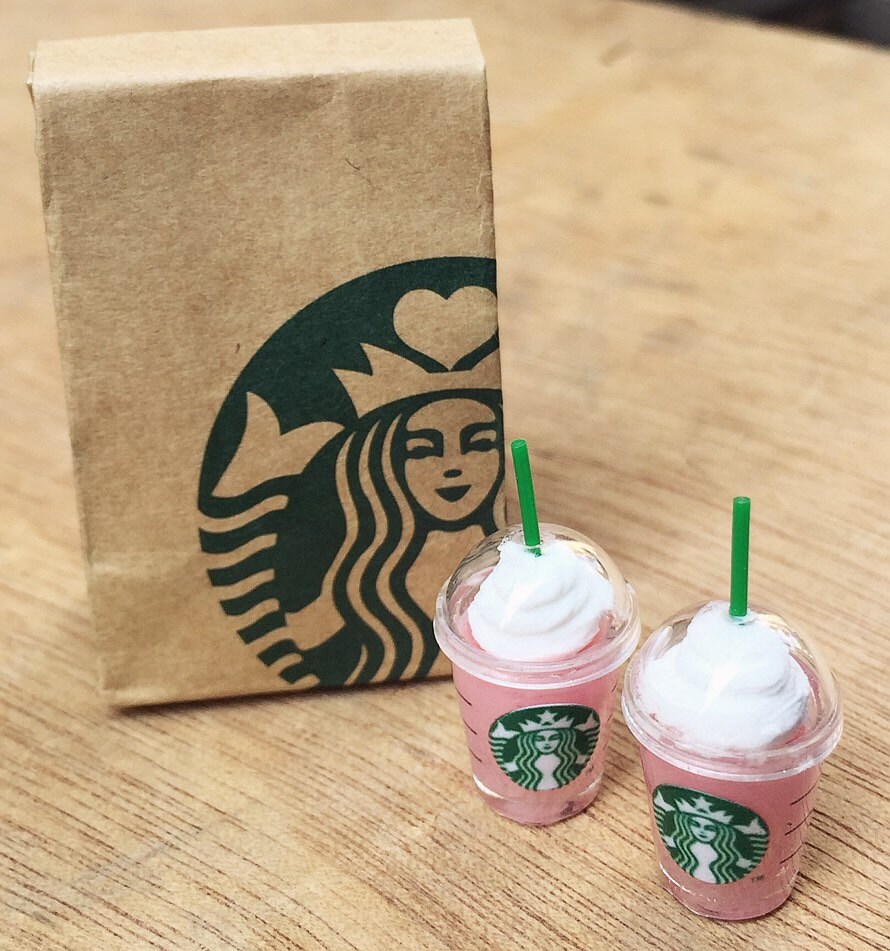 Miniature Starbuck Paper Bag and 2 Pcs Hot Starbuck Coffee