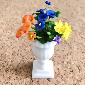 Miniature Mix Clay Flower in Vase,Dollhouse Flower Vase,Miniature Clay Flower,Miniature Flower Vase,Ceramic Vase