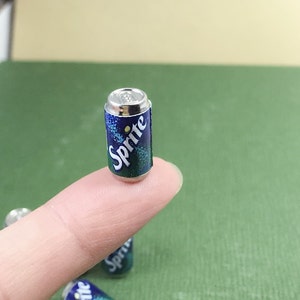 Miniature Sprite Cans,Miniature Cans, Dollhouse cans,Miniature Beverage ,Miniature drink,Dollhouse Food,Miniature Food,Coke can