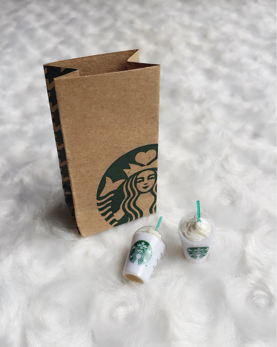 Miniature Starbuck Paper Bag and 2 pcs Ice Starbuck Etsy