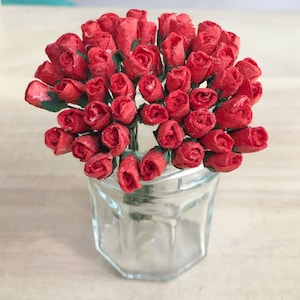 50stk.5 mm.Mini Maulbeerpapier Rose,Miniatur Papier Rose,Puppenhaus Papierblume,Miniatur Rose,Maulbeerpapier,DIY Handwerk