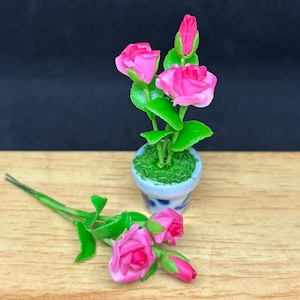 サイズSSミニチュア粘土花植木鉢、ミニチュア花、ドールハウスの花