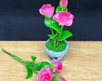 Miniature Flower,Miniature Pink Rose,Dollhouse Flower,Miniature Garden,Dollhouse Pink Rose,Flower Bouquet,Mini rose bouquet(Code:CFROSE)