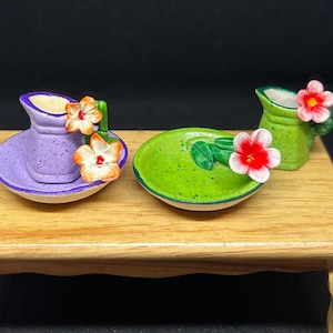 Miniature Pitcher and Bowl,Miniature Empty Pitchers and bowl,Dollhouse Pitcher,Miniature Water Pitcher,Miniature Bowl,Pitchers