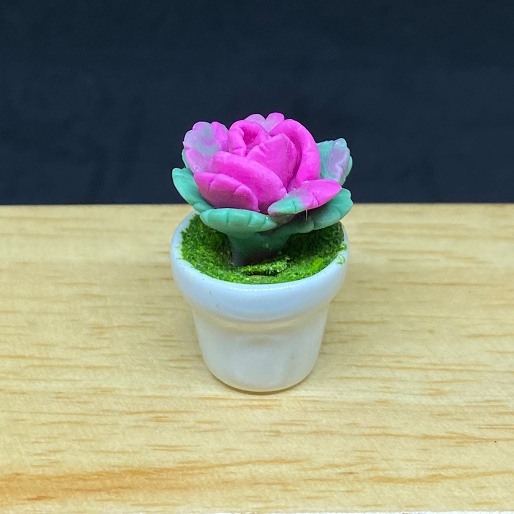 Miniature Plant in Flower Pot, Miniature Leafs, Dollhouse Decoration, Miniature Vase, Miniature Accessories, Miniature Pot