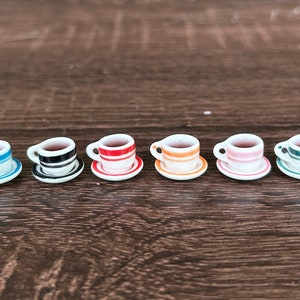 2 Sets Miniature Coffee, Miniature Ceramic Coffee Cup, Miniature Coffee for Dollhouse,Dollhouse Coffee