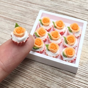 8 pcs. Miniature Orange Rose Cupcake,Miniature cake,Miniature cupcakes,miniature sweet,miniature bakery