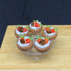 5stk.Miniatur Schokoladen Kuchen 5tlg.,Miniatur Süßigkeiten,Puppen Haus Essen,Miniatur Bäckerei,Miniatur Früchte Cupcake,Miniatur Erdbeertorte