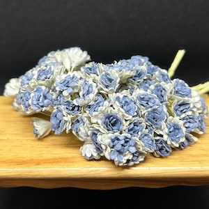 10 mm.100pcs.2 Tons Azul Claro e Azul Miniatura Papel Amoreira Gypsophila,Flor de Papel Miniatura,Gypsophila,Gypsophila Miniatura