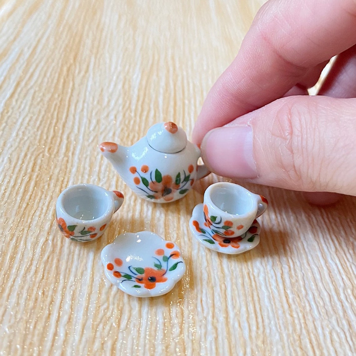 Miniature Tea Pot and 2tea Cup Setsminiature Ceramic Tea Cup Etsy