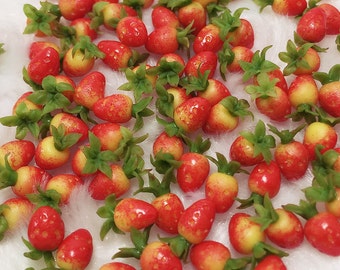 8 pcs. Miniature Strawberry,Miniature Fruit,Dolls and Miniature,miniature accessories, miniatures handmade, Mini Strawberry FR025