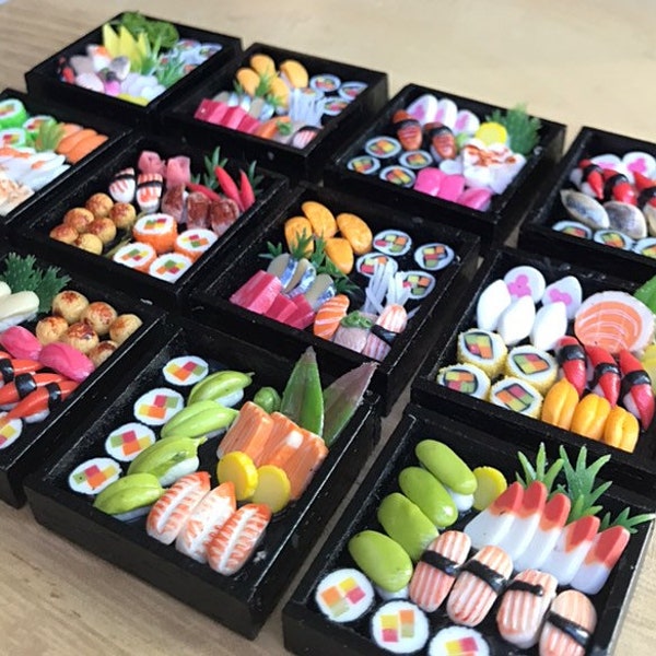 5Pcs.Miniature Japanese Sushi,Miniature Sushi Set,Miniature Japanese food,Sushi box set,Dollhouse Japanese food,wholesale food lot,gifts