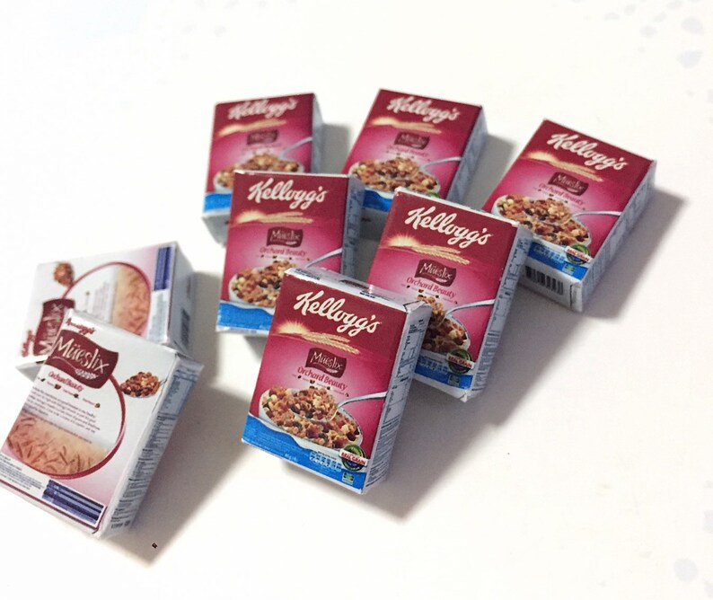 1 box Miniature Cereal Box,Miniature Cereal,Miniature Corn Flakes Box,Miniature breakfast,Dollhouse,Miniature box image 3