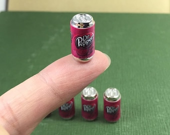 Miniature Cans,Miniature Dr.PepperCan, Miniature Coke Can,Miniature Beverage ,Miniature drink,Dolls house Food,Miniature Food,Dollhouse Can