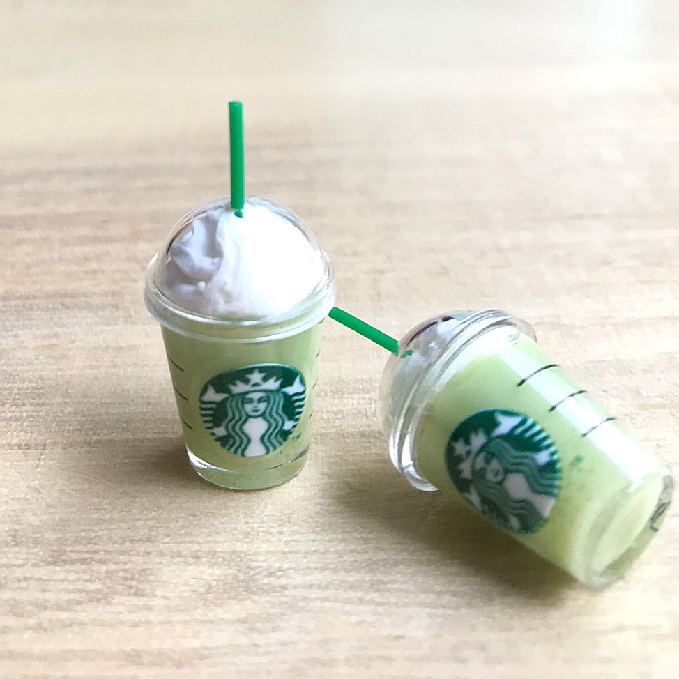 2 pcs.Miniature Ice Starbucks Milk Green Tea, Miniature Green Tea cup Starbuck, Miniature Starbucks Cup, DK003