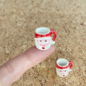 Miniature Santa Mug,Miniature Ceramic Mug,Miniature Christmas Mug,Christmas Gifts,Dollhouse Mug,Miniature Cup
