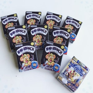 2 boxes miniature Cereal Box,Miniature Cereal,Miniature Corn Flakes Box,Miniature breakfast,Dollhouse,Miniature box