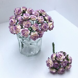 100pcs.10 mm.Fleur miniature en papier de mûrier,Fleur miniature en papier,Mini fleur rose,Fleur en papier,Rose miniature,Rose en papier,Fleur bricolage