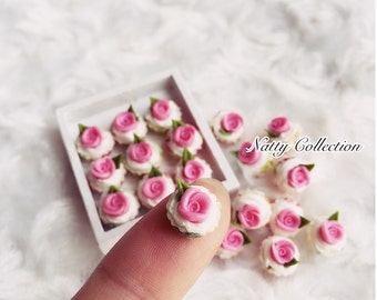 Miniature Pink Rose Cupcake,Miniature cake,Miniature cupcakes,miniature sweet,miniature bakery,Dolls house,Dollhouse food,miniature cake