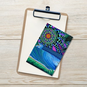 Sonne des Lebens Postkarte - Heilige Geometrie, Blume des Lebens, Welle, Surf-Kunst, Surf-Kunst-Dekor, Wand-Dekor, visionäre Kunst, Trippy, psychedelisch