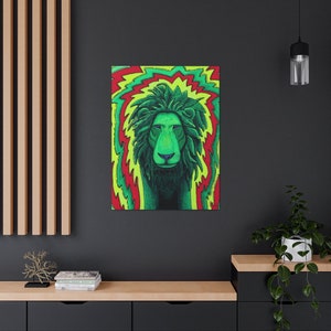 Rasta Löwe Reggae Leinwand Leinwand Leinwand Wickeldruck Grün Gelb Rot Eklektisch Wohndekoration