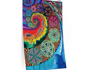 Fibon-finity Poster - Fibonacci, Sacred Geometry, Psychedelic, Trippy, Vibrant, Seed of Life, Golden Ratio, Fibonacci Sequence, Wall Art