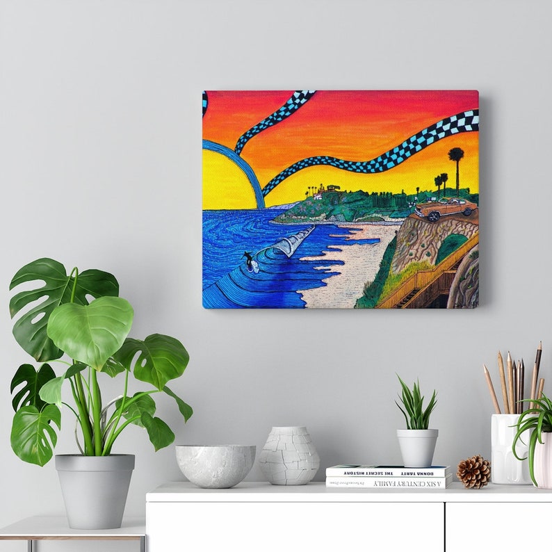 Trippy Surf Art Canvas for Home Encinitas San Diego Etsy