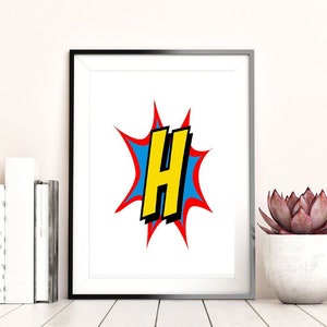 Comic-Buch-Buchstabe H, druckbare Wandkunst, inspirierende Zitate, herunterladbare Kunst, Home Office Dekor, herunterladbare Druck