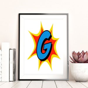 Comic-Buch-Buchstabe G, druckbare Wandkunst, inspirierende Zitate, herunterladbare Kunst, Home Office Dekor, herunterladbare Druck